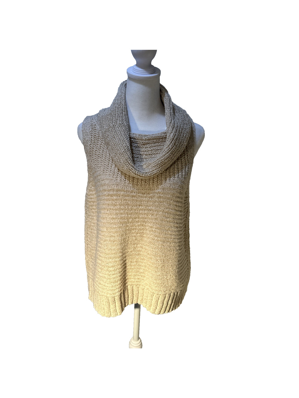 Artisan NY Cowl Neck Sleeveless Sweater – Women’s Medium – Tan Cotton Blend Knit